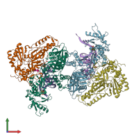 PDB entry 5xn2 coloured by chain, front view.