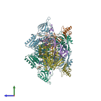 PDB entry 5xn2 coloured by chain, side view.