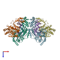 PDB entry 5xn2 coloured by chain, top view.