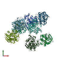 PDB entry 5xo6 coloured by chain, front view.