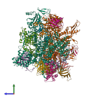 PDB entry 5xog coloured by chain, side view.