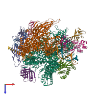 PDB entry 5xog coloured by chain, top view.
