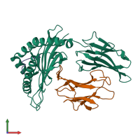 PDB entry 5xos coloured by chain, front view.