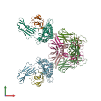 PDB entry 5xov coloured by chain, front view.