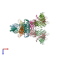 PDB entry 5xov coloured by chain, top view.