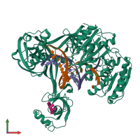 PDB entry 5xp8 coloured by chain, front view.