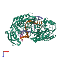 PDB entry 5xp8 coloured by chain, top view.