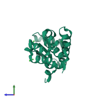 PDB entry 5xpe coloured by chain, side view.