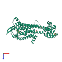 PDB entry 5xpr coloured by chain, top view.