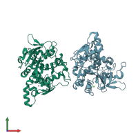 PDB entry 5xpx coloured by chain, front view.