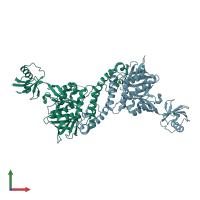 PDB entry 5xq1 coloured by chain, front view.