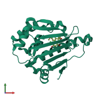 PDB entry 5xqd coloured by chain, front view.