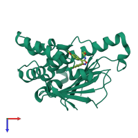 PDB entry 5xqd coloured by chain, top view.