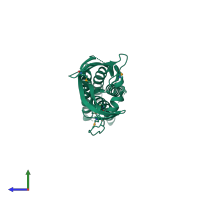 PDB entry 5xqh coloured by chain, side view.