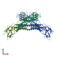PDB entry 5xqi coloured by chain, front view.