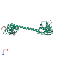 PDB entry 5xql coloured by chain, top view.