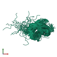 PDB entry 5xqm coloured by chain, ensemble of 20 models, front view.