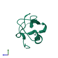 PDB entry 5xr0 coloured by chain, side view.