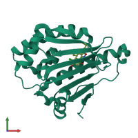 PDB entry 5xr5 coloured by chain, front view.