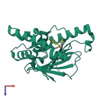 PDB entry 5xr5 coloured by chain, top view.