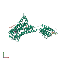 PDB entry 5xra coloured by chain, front view.