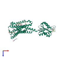 PDB entry 5xra coloured by chain, top view.