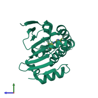 PDB entry 5xrd coloured by chain, side view.