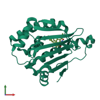 PDB entry 5xre coloured by chain, front view.
