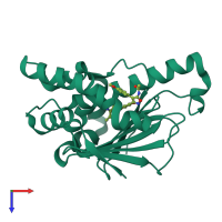 PDB entry 5xre coloured by chain, top view.