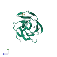 PDB entry 5xrg coloured by chain, side view.