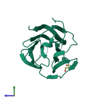 PDB entry 5xri coloured by chain, side view.