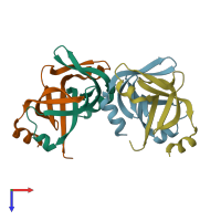 PDB entry 5xrw coloured by chain, top view.