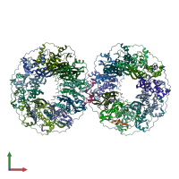 PDB entry 5xs0 coloured by chain, front view.