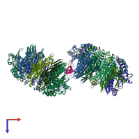 PDB entry 5xs0 coloured by chain, top view.