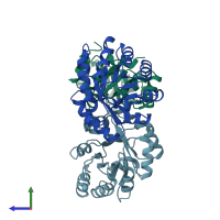 PDB entry 5xse coloured by chain, side view.