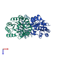 PDB entry 5xse coloured by chain, top view.