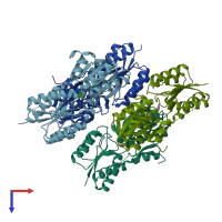 PDB entry 5xss coloured by chain, top view.