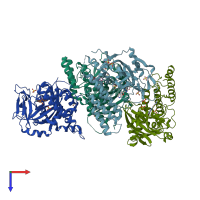 PDB entry 5xsu coloured by chain, top view.