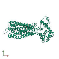 PDB entry 5xsz coloured by chain, front view.