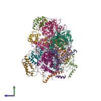PDB entry 5xtb coloured by chain, side view.