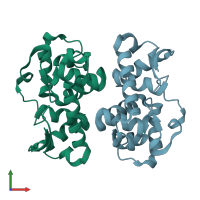 PDB entry 5xtj coloured by chain, front view.