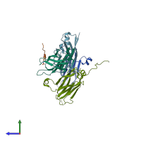 PDB entry 5xtz coloured by chain, side view.