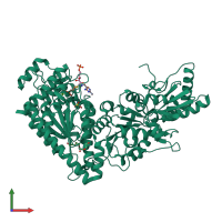 PDB entry 5xu2 coloured by chain, front view.