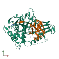 PDB entry 5xu8 coloured by chain, front view.