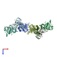 PDB entry 5xux coloured by chain, top view.