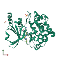 PDB entry 5xva coloured by chain, front view.