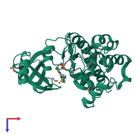 PDB entry 5xva coloured by chain, top view.