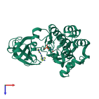 PDB entry 5xvf coloured by chain, top view.