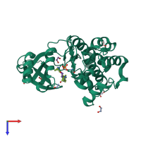 PDB entry 5xvg coloured by chain, top view.