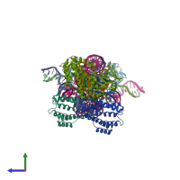 PDB entry 5xvp coloured by chain, side view.